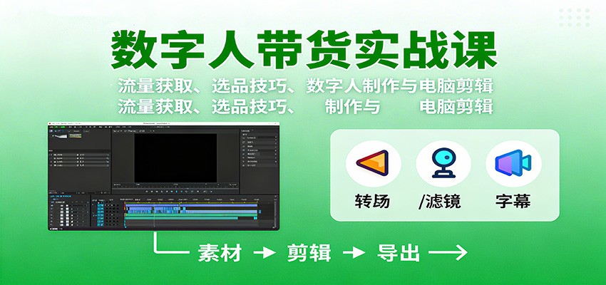 数字人变现实战课：流量获取、选品技巧、数字人制作与电脑剪辑-52项目站