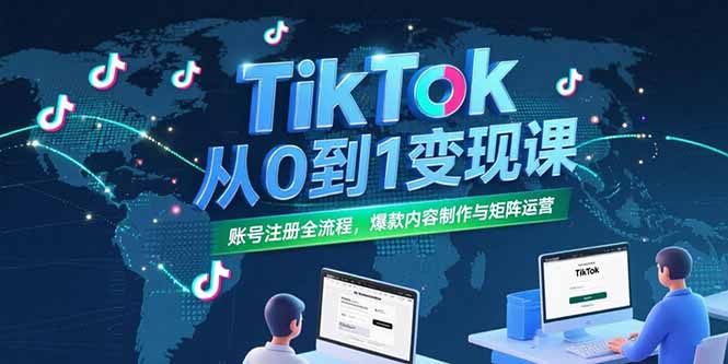 TikTok从0到1变现课,账号注册全流程,爆款内容制作与矩阵运营-52项目站