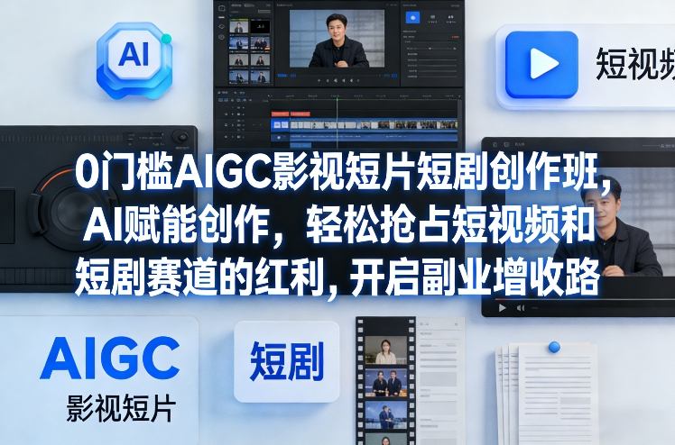0门槛AIGC影视短片短剧创作班，AI赋能创作，轻松抢占短视频和短剧赛道的红利，开启副业增收路-52项目站