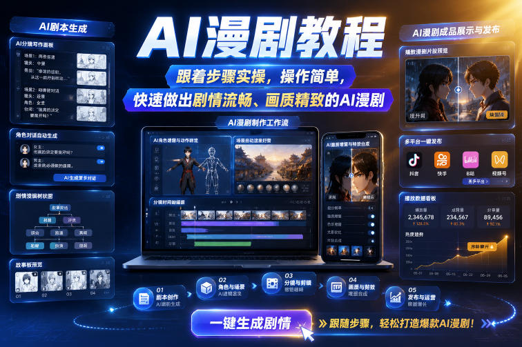 AI漫剧教程,跟着步骤实操,操作简单,快速做出剧情流畅、画质精致的AI漫剧-52项目站