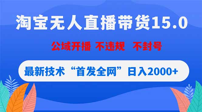 淘宝无人直播带货15.0,不封号,不违规,公域玩法,首发全网日入2000+-52项目站