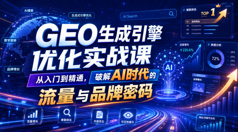 GEO生成引擎优化实战课，从入门到精通，破解AI时代的流量与品牌密码-52项目站