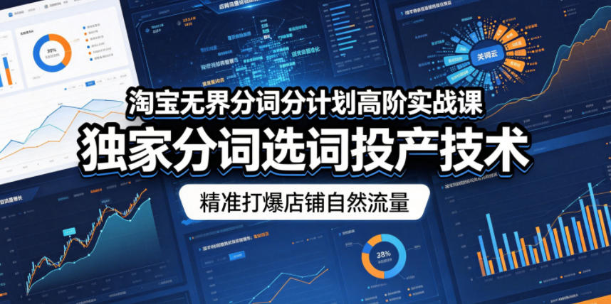 淘宝无界分词分计划高阶实战课,独家分词选词投产技术,精准打爆店铺自然流量-52项目站