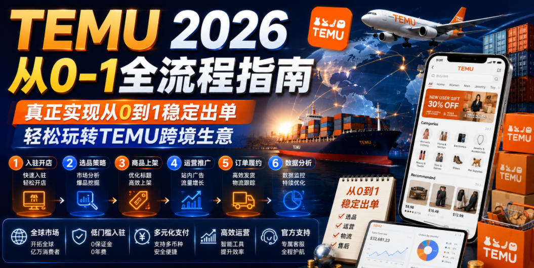 TEMU 2026从0-1全流程指南,真正实现从0到1稳定出单,轻松玩转TEMU跨境生意-52项目站