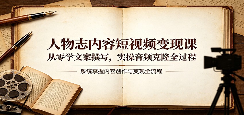 人物志内容短视频变现课：从零学文案撰写，实操音频克隆全过程-52项目站