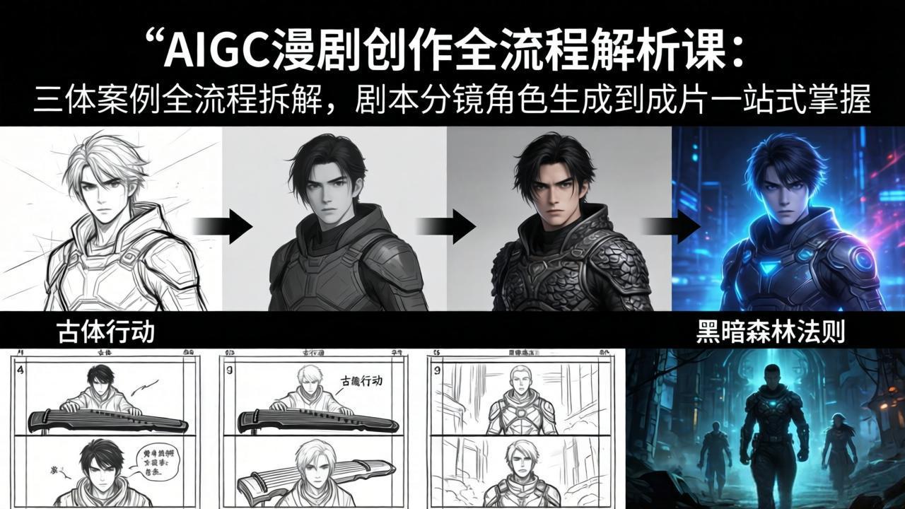 AIGC漫剧创作全流程解析课：三体案例全流程拆解，剧本分镜角色生成到成片一站式掌握-52项目站