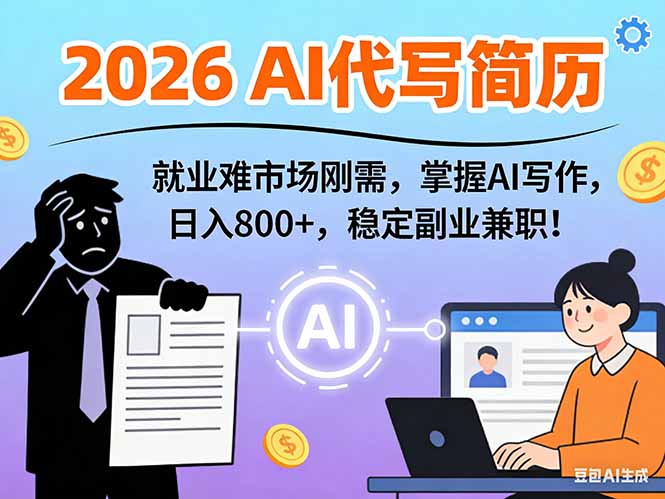 AI代写简历,超暴利,用万能模板月入1-3万实战教程,2026年市场刚需!-52项目站