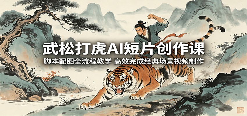 武松打虎AI短片创作课:脚本配图全流程教学,高效完成经典场景视频制作-52项目站
