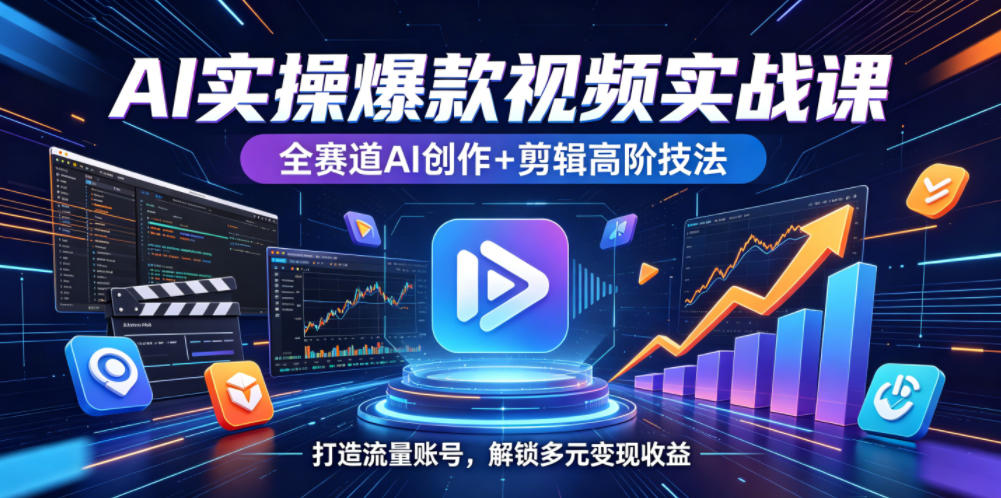 AI实操爆款视频实战课,全赛道AI创作+剪辑高阶技法,打造流量账号,解锁多元变现收益-52项目站