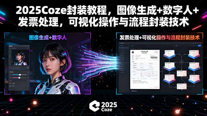 2025Coze封装教程，图像生成+数字人+发票处理，可视化操作与流程封装技术-52项目站