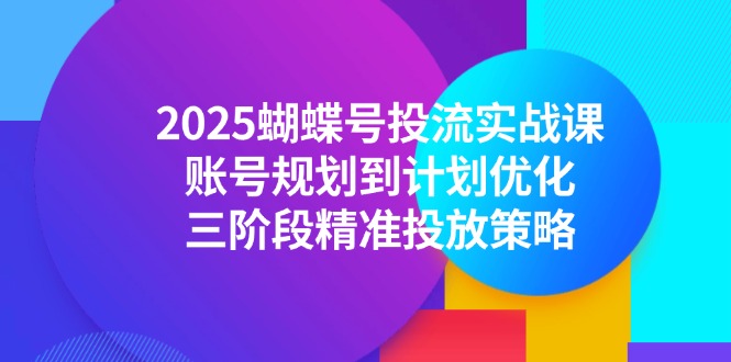 2025蝴蝶号投流实战课,账号规划到计划优化,三阶段精准投放策略-52项目站