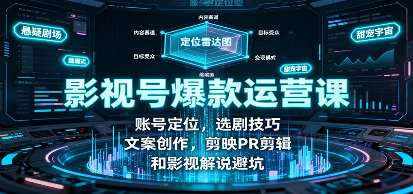 影视号爆款运营课:账号定位,选剧技巧,文案创作,剪映PR剪辑和影视解说避坑-52项目站