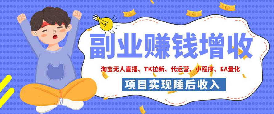 2026年多个真实落地副业项目，手把手带你搭建被动收入管道(淘宝无人直播、海外TK拉新、CSGO饰品交易、去水印小程序等)【揭秘】-52项目站