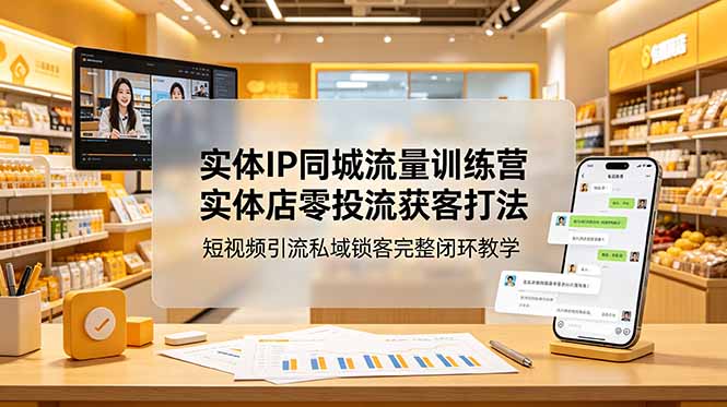 实体IP同城流量训练营:实体店零投流获客打法,短视频引流私域锁客完整闭环教学-52项目站