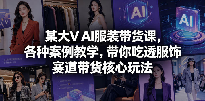 某大V AI服装带货课,各种案例教学,带你吃透服饰赛道带货核心玩法-52项目站