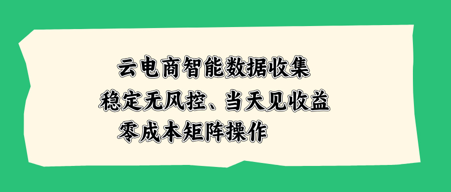 云电商智能数据收集，稳定无风控，当天见收益，零成本矩阵操作-52项目站