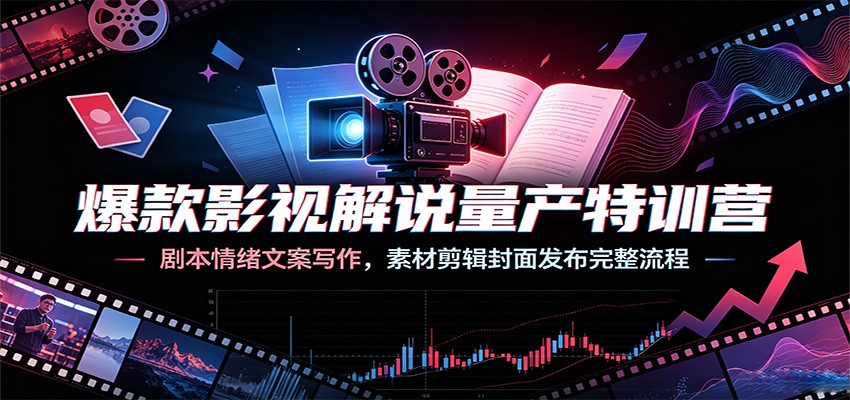 爆款影视解说量产特训营：剧本情绪文案写作，素材剪辑封面发布完整流程-52项目站