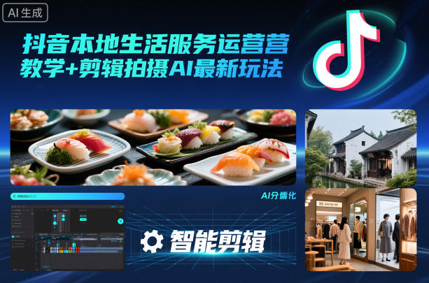 抖音本地生活服务运营教学+剪辑拍摄AI最新玩法-52项目站