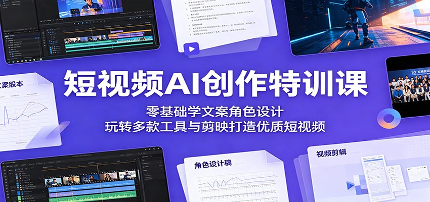 短视频AI创作特训课：零基础学文案角色设计，玩转多款工具与剪映打造优质短视频-52项目站