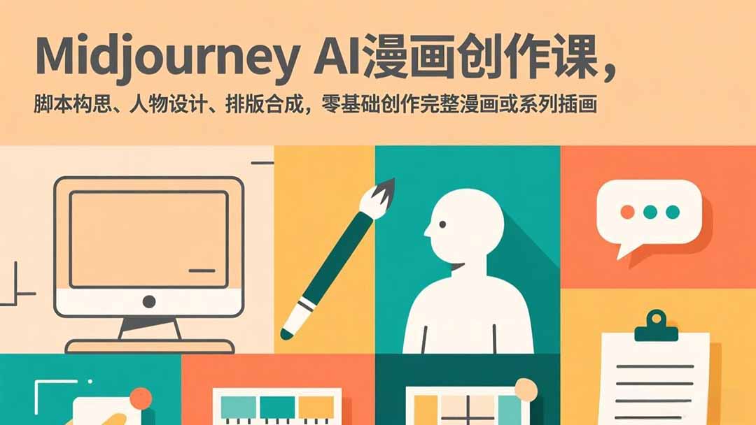 Midjourney AI漫画创作课，脚本构思、人物设计、排版合成，零基础创作完整漫画或系列插画-52项目站
