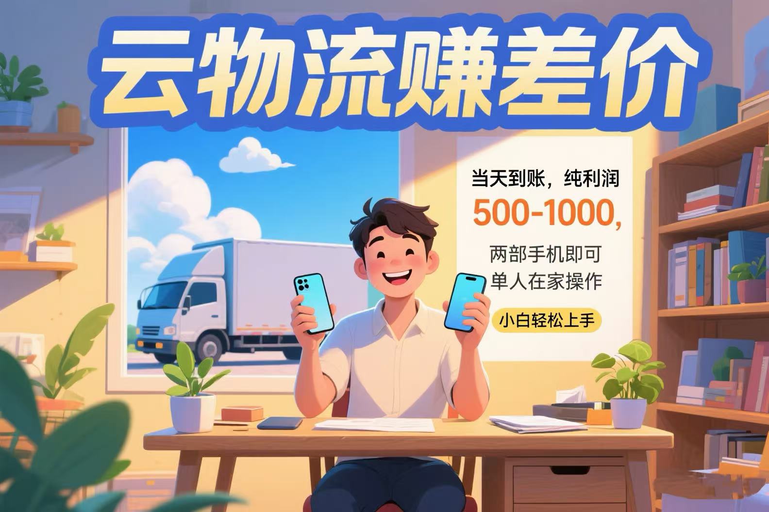 云物流赚差价 当天到账纯利润500-1000 两部手机即可 可单人在家操作 小…-52项目站