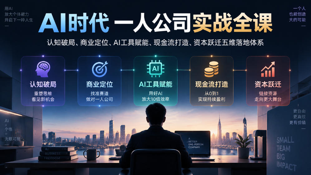AI时代一人公司实战全课｜认知破局、商业定位、AI工具赋能、现金流打造、资本跃迁五维落地体系-52项目站