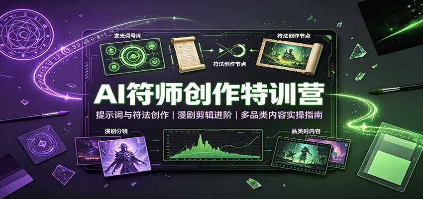 AI符师创作特训营:提示词与符法创作,漫剧剪辑进阶,多品类内容实操指南-52项目站