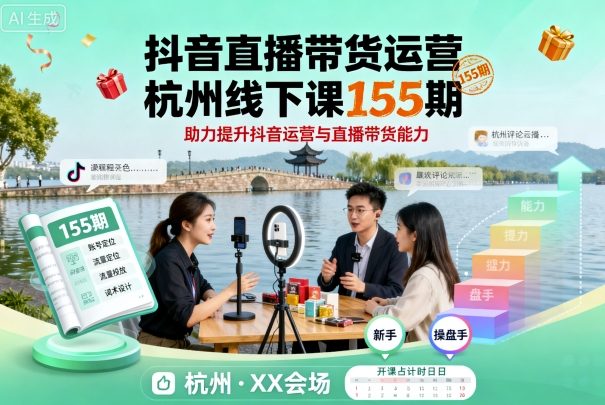 抖音直播带货运营杭州线下课155期,助力提升抖音运营与直播带货能力-52项目站