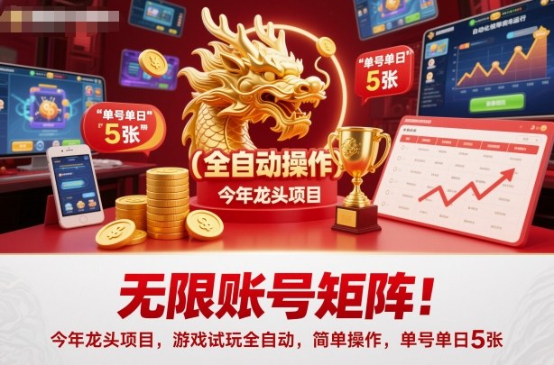 无限账号矩阵！今年龙头项目，游戏试玩全自动，简单操作，单号单日5张【揭秘】-52项目站