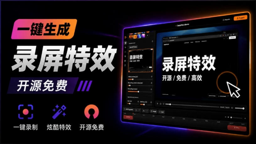 Windows录屏神器来了！一键添加自动缩放、光标润色与画面美化效果，轻松省下笔录屏软件费用Capptivo-52项目站