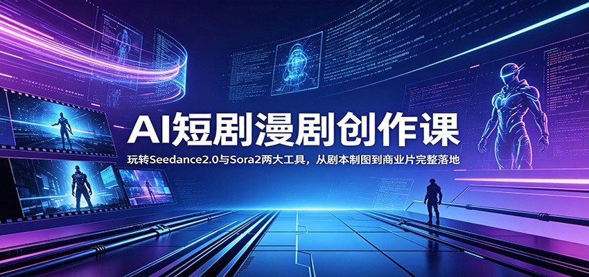AI短剧漫剧创作课:玩转Seedance2.0与 Sora2两大工具,从剧本制图到商业片完整落地-52项目站
