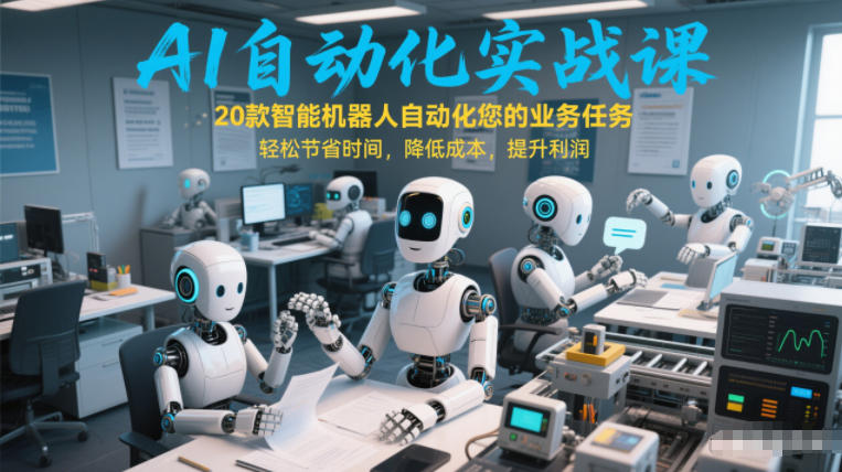 AI自动化实战课：20款智能机器人自动化您的业务任务，轻松节省时间，降低成本，提升利润-52项目站