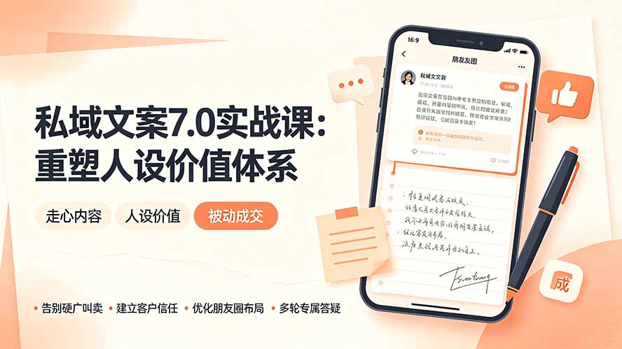 私域文案实战课7.0：重塑人设价值体系｜-告别硬广推销×走心内容×自我价值塑造，实现被动成交-52项目站