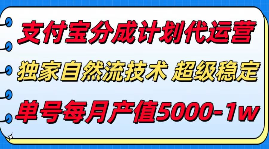支付宝分成计划代运营，独家自然流技术，收益稳定，单号月产5000＋-52项目站