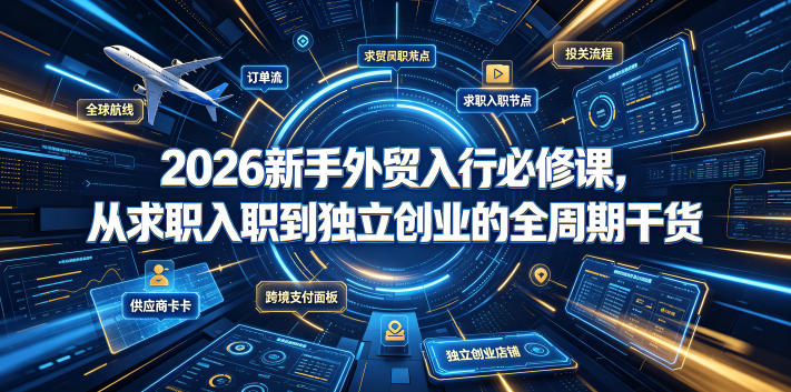 2026新手外贸入行必修课，从求职入职到独立创业的全周期干货-52项目站