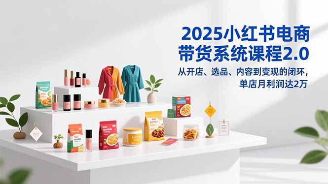2025小红书电商带货系统课程2.0，从开店、选品、内容到变现的闭环，单店月利润达2万-52项目站
