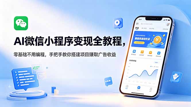 AI微信小程序变现全教程,零基础不用编程,手把手教你搭建项目赚取广告收益-52项目站