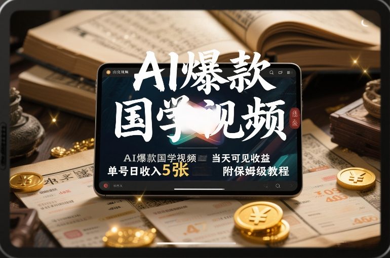 AI爆款国学视频，独家起号方法，小白直接上手，当天可见收益，单号日收入5张+附保姆级教程-52项目站