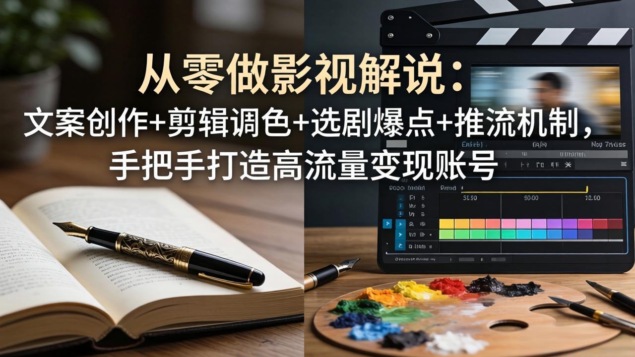 从零做影视解说:文案创作+剪辑调色+选剧爆点+推流机制,手把手打造高流量变现账号-52项目站