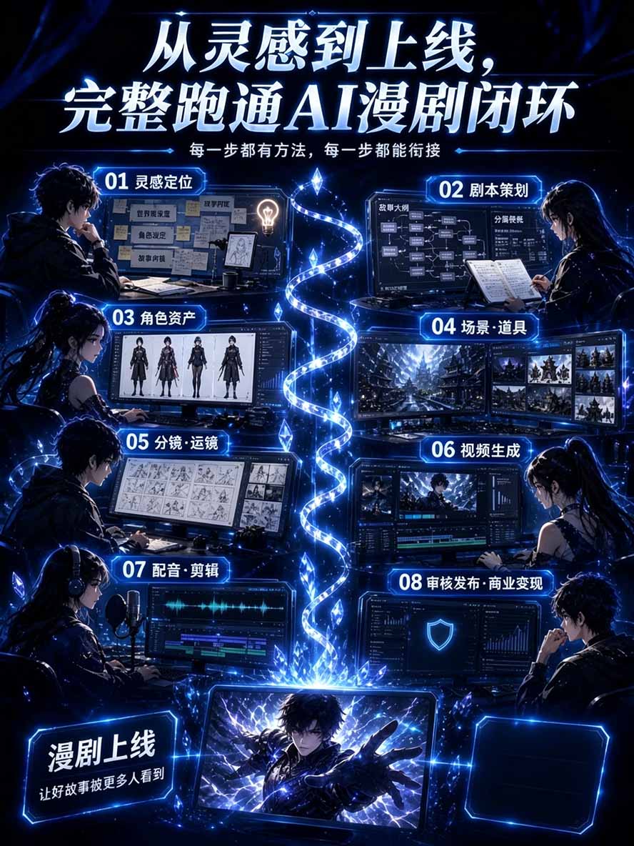 图片[2]-【无水印】2026AI漫剧创作与商业变现掘金营：打通选题→AI编剧→角色场景→自动分镜→视频生成→剪辑发布→运营变现-52项目站