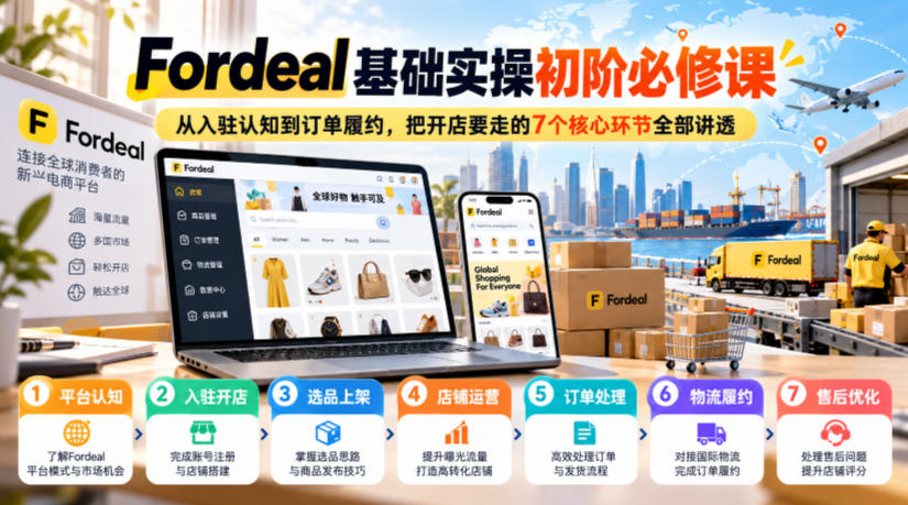 Fordeal基础实操初阶必修课,从入驻认知到订单履约,把开店要走的7个核心环节全部讲透-52项目站