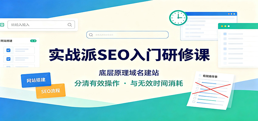 实战派SEO入门研修课：底层原理域名建站，分清有效操作与无效时间消耗-52项目站