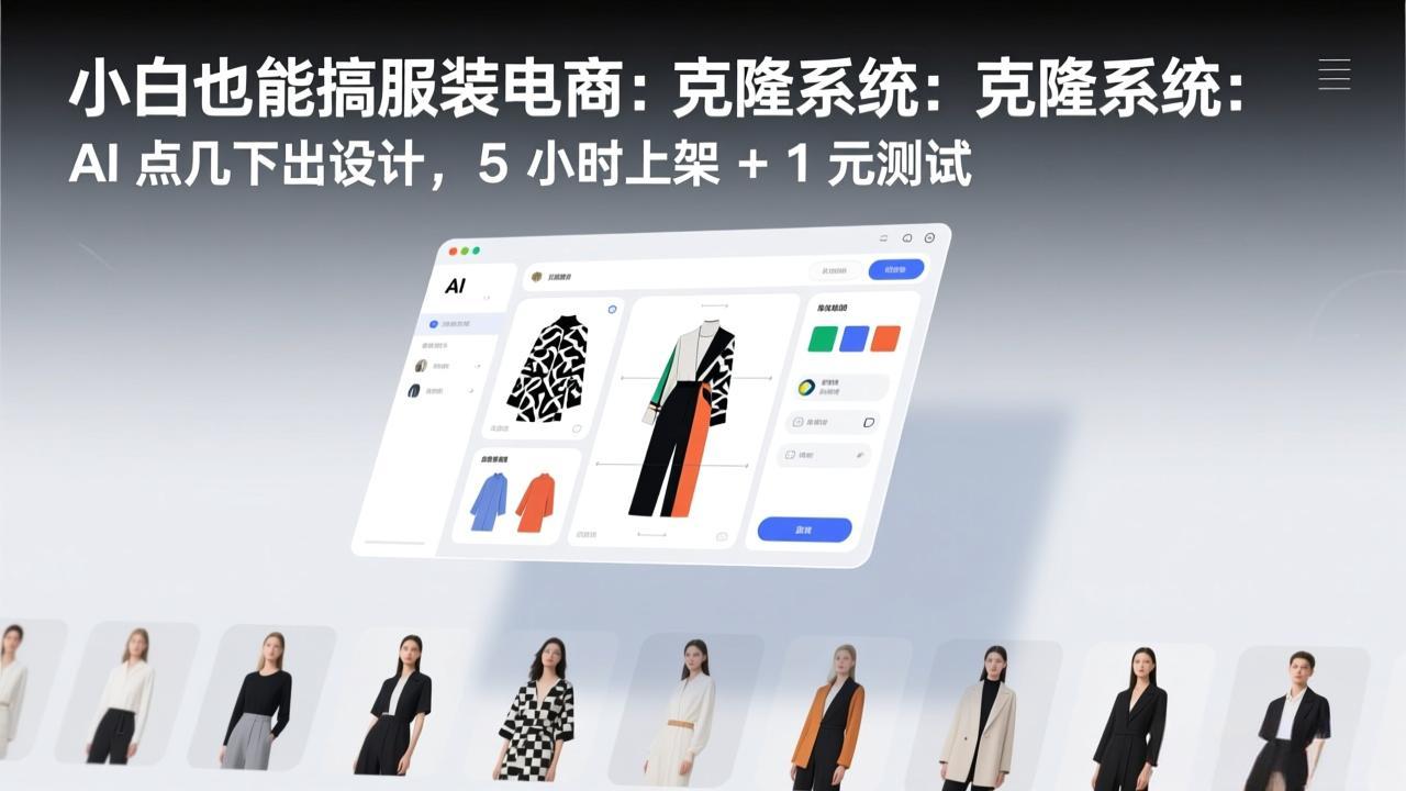 小白也能搞服装电商:克隆系统:AI 点几下出设计,5 小时上架 + 1 元测试-52项目站