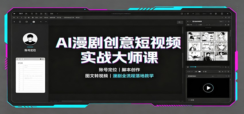 AI漫剧创意短视频实战大师课：账号定位脚本创作，图文转视频，漫剧全流程落地教学-52项目站