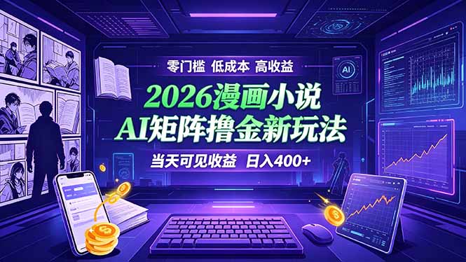 爆款小说漫画大阅读    ai矩阵操作    当天可见收益  日入400+    零门槛    高收益-52项目站