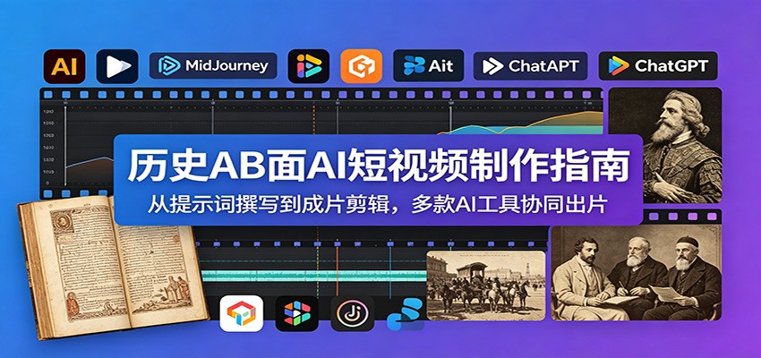 历史AB面AI短视频制作指南：从提示词撰写到成片剪辑，多款AI工具协同出片-52项目站
