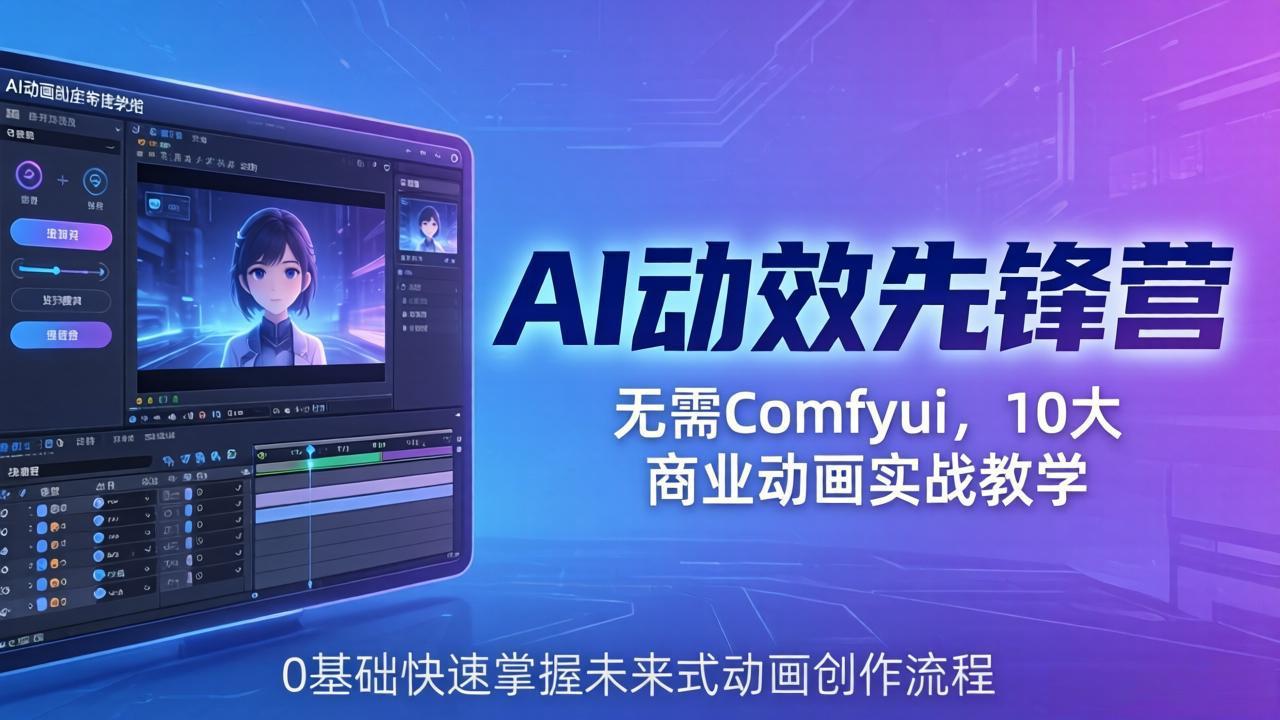 AI 动效先锋营：无需Comfyui，10大商业动画实战教学，0基础快速掌握未来式动画创作流程-52项目站