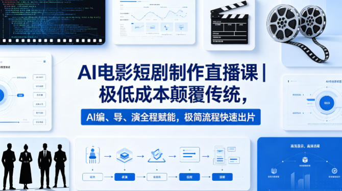 AI电影短剧制作直播课｜极低成本颠覆传统，AI编、导、演全程赋能，极简流程快速出片-52项目站