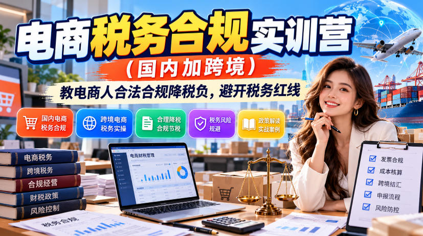 电商税务合规实训营(国内加跨境),教电商人合法合规降税负,避开税务红线-52项目站