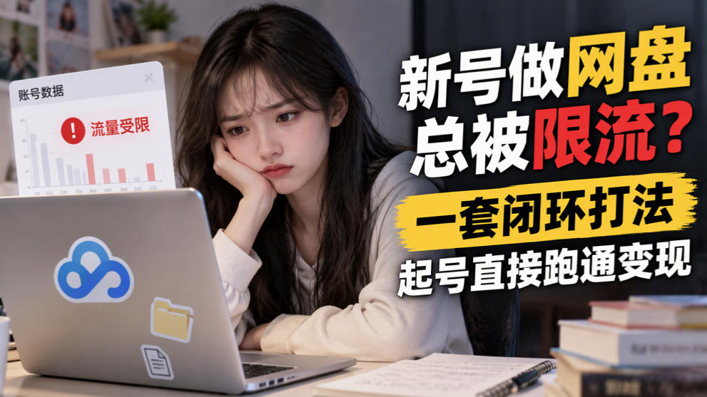 新号做网盘总被限流？一套闭环打法，起号直接跑通变现-52项目站